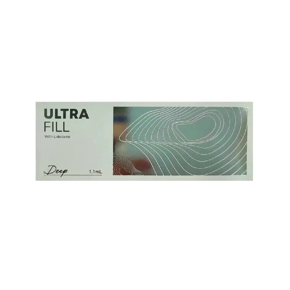 ULTRAFILL Deep Gel box for moderate to deep wrinkles, featuring intricate design and 1.1mL of hyaluronic acid gel.