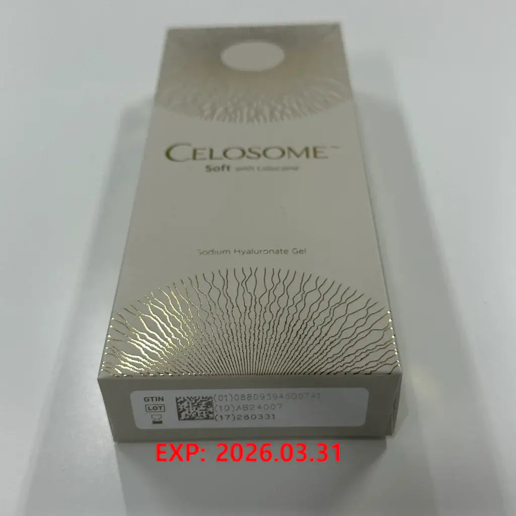 Celosome Soft hyaluronic acid filler box designed for fine lines and wrinkles, promoting gentle skin nutrition.