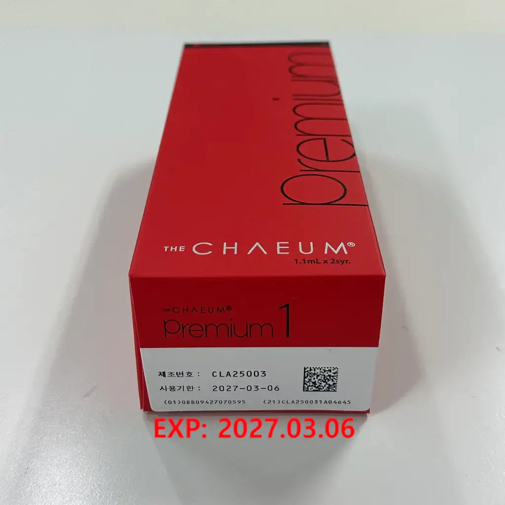 CHAEUM PREMIUM No.1 packaging for superficial line corrector with expiry date 2027-03-06, featuring Nutrination formula.
