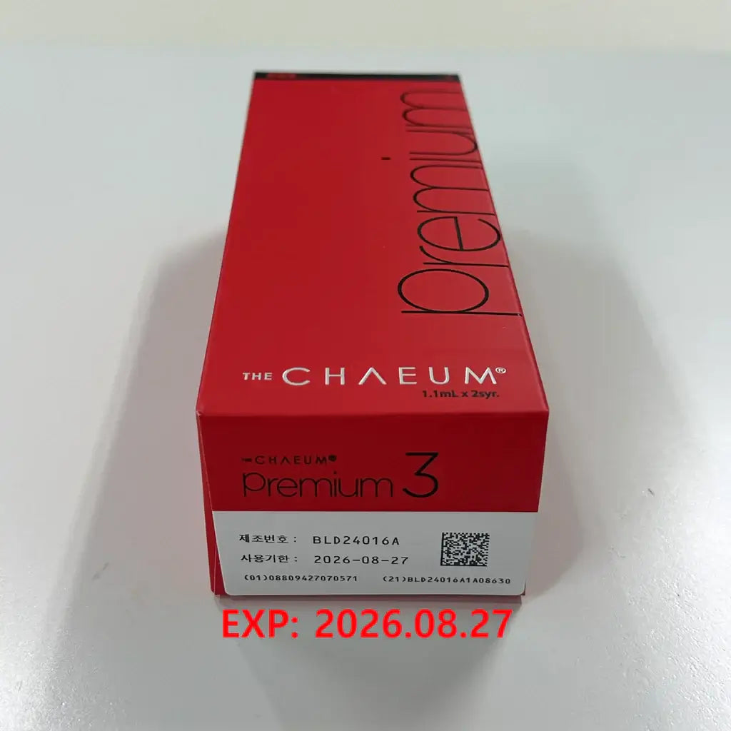 CHAEUM PREMIUM No.3 deep tissue filler product box, enhancing facial structure and volumizing with HA.