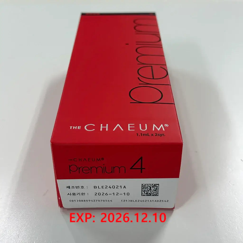 CHAEUM PREMIUM No.4 volumizing filler packaging for facial contour enhancement, expiry date 2026.12.10.