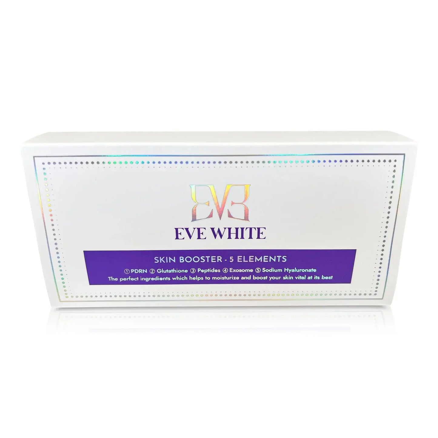 EVE WHITE Skin Booster 5 Elements packaging, featuring hydration and luminosity benefits for even skin tone.