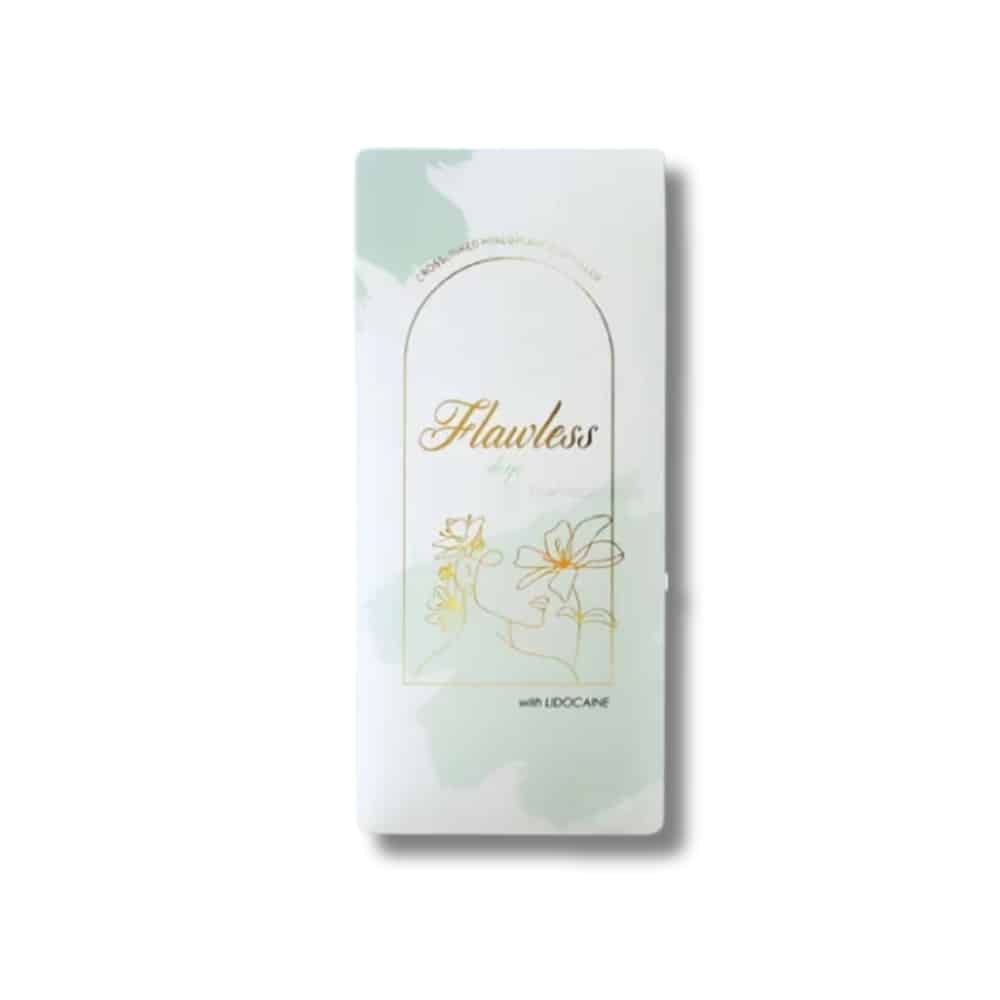 Flawless Deep 2x1ml packaging showcasing modern design and branding with hydrating hyaluronic acid for wrinkle treatment.