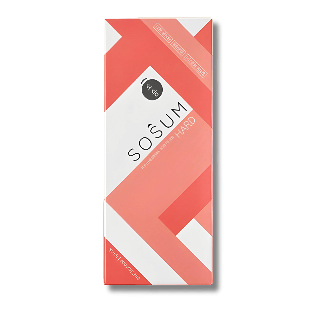 SOSUM Hard packaging, 3x3ml hyaluronic acid gel for structural sculpting and nutrination.