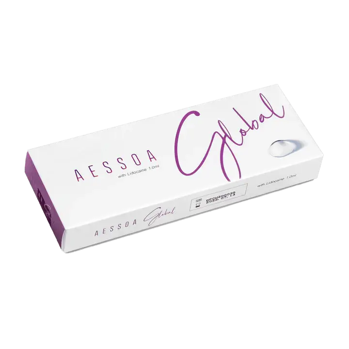 AESSOA Global hyaluronic acid gel box with Lidocaine for rejuvenation and nutrination.