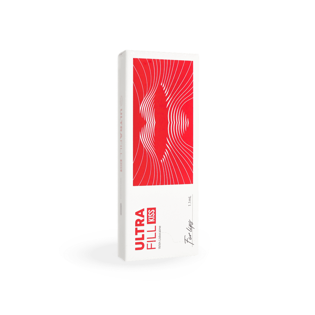 ULTRAFILL Kiss soft gel packaging for lip enhancement and fine lines, featuring Nutrination benefits.