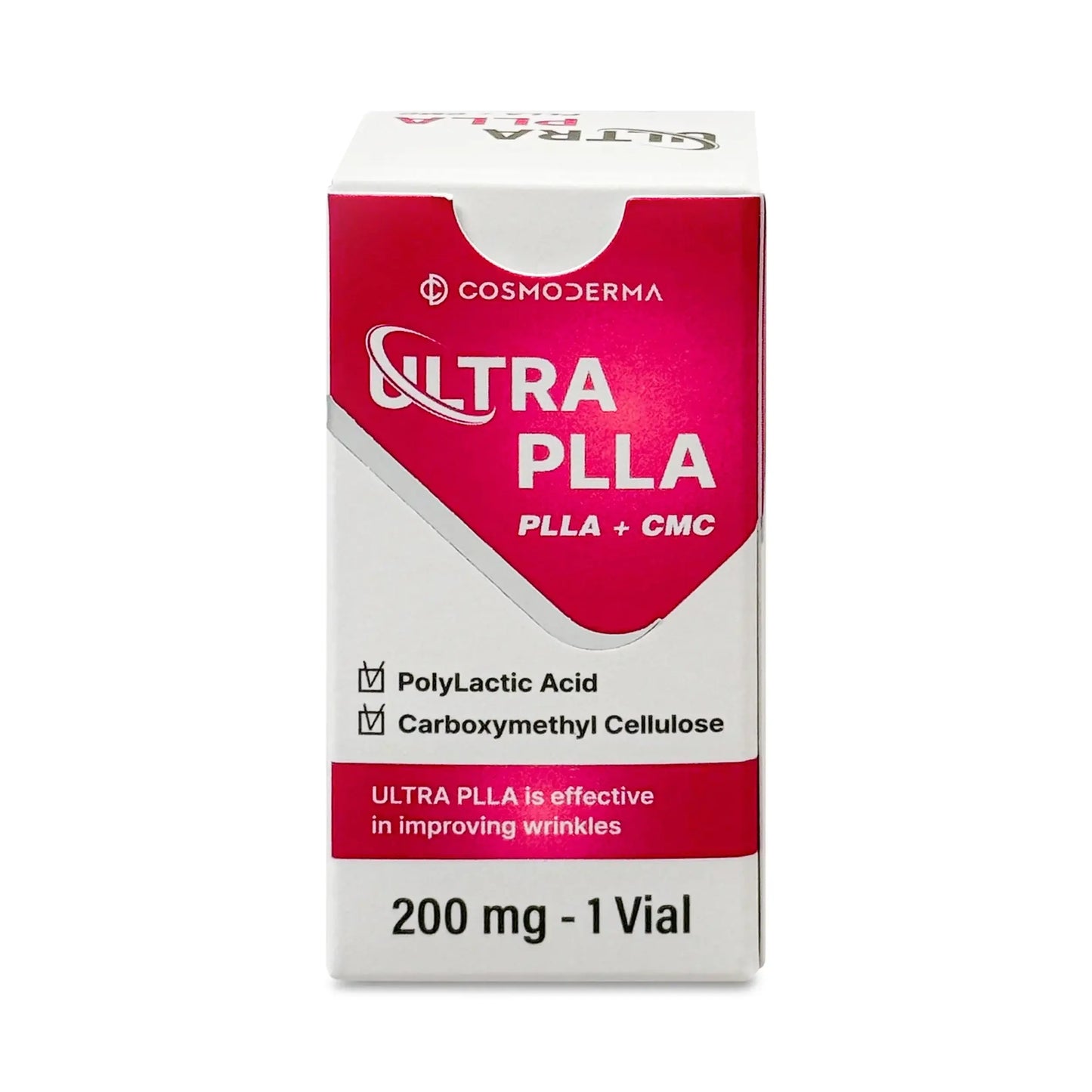 ULTRA PLLA 200 MG by Cosmoderma, polylactic acid vial for collagen stimulation and wrinkle improvement.