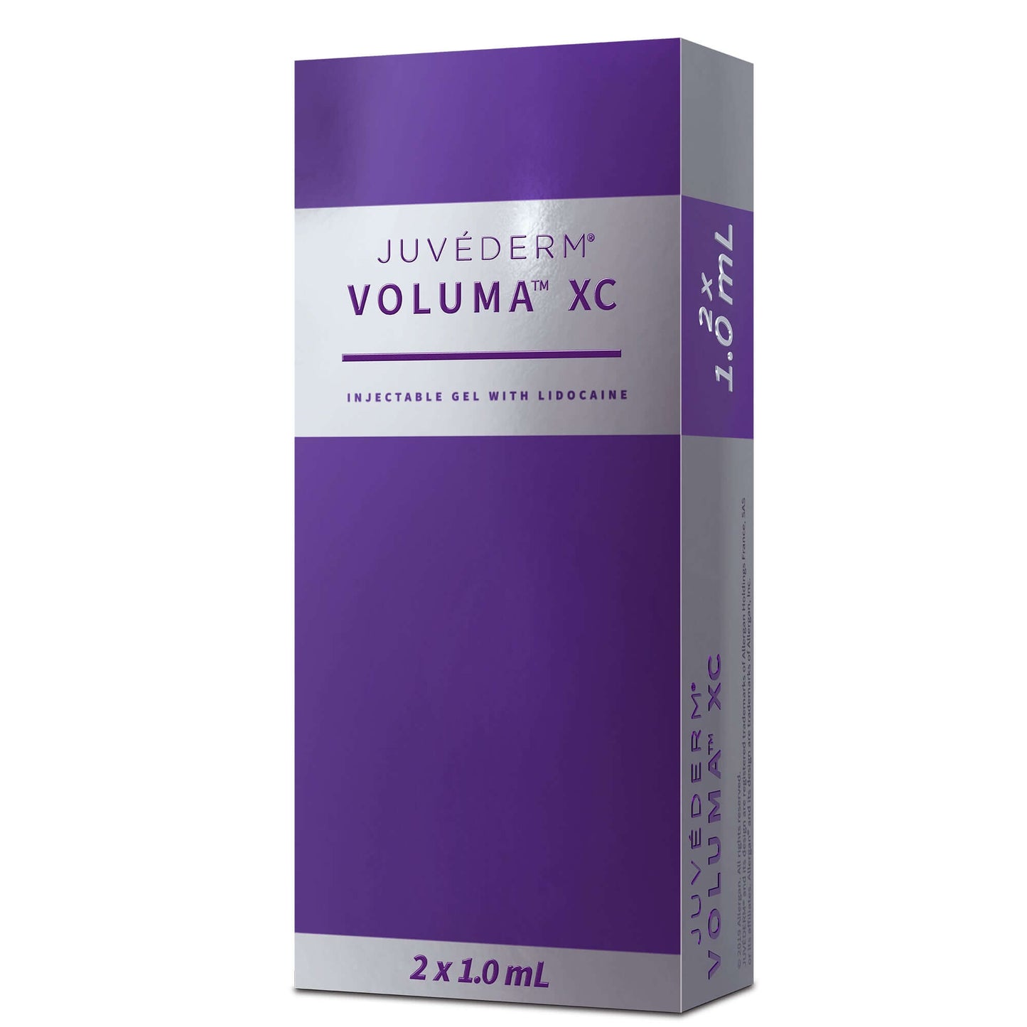 Juvederm Voluma XC 1ml filler packaging – lift and contour for a youthful appearance, featuring Nutrination benefits.