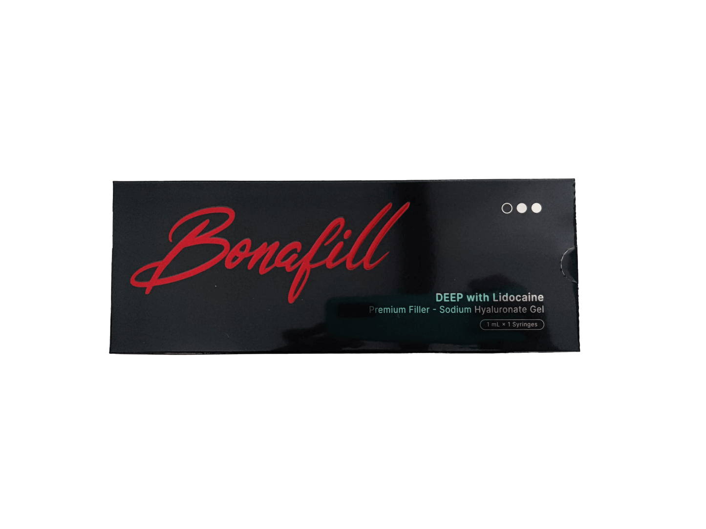 Bonafill Deep packaging for hyaluronic acid gel with lidocaine, designed for deep wrinkle correction and facial volume restoration.