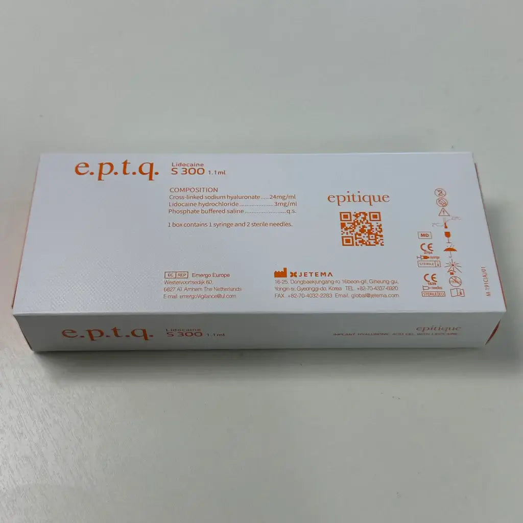 EPTQ S300 hyaluronic filler box for wrinkle correction with nutritional benefits.