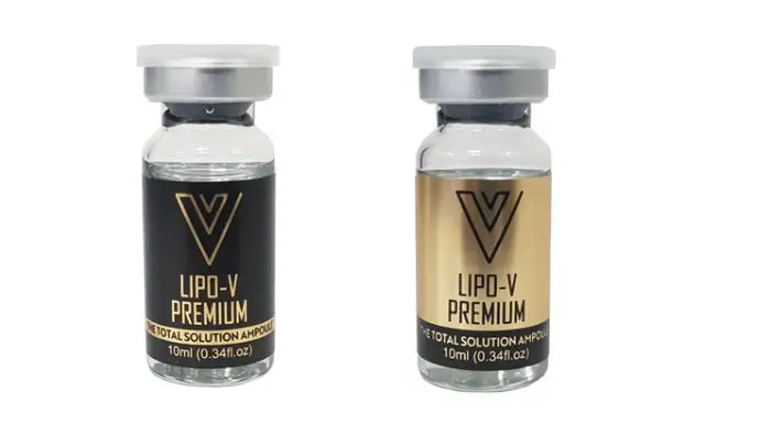 Lipo V Premium 10ml vial by Nutrination, a solution for targeted adipose dissolution and skin firming.