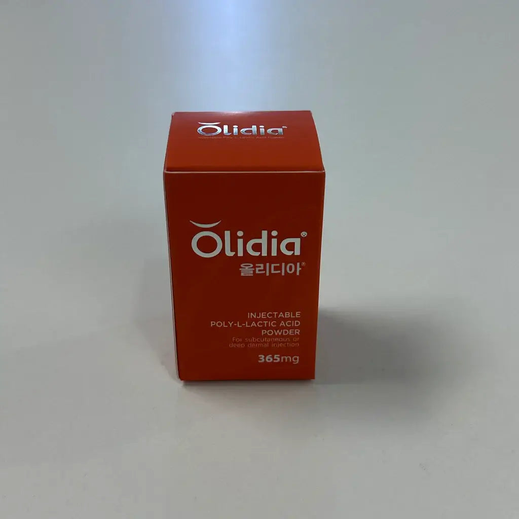 Olidia 365mg PLLA collagen stimulator box for non-surgical facial rejuvenation and lasting volume.
