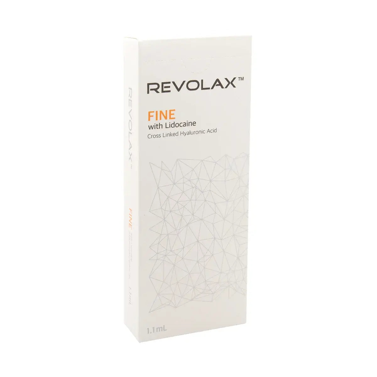 Revolax Fine 1.1ml packaging with Lidocaine, hyaluronic acid filler for fine lines by Nutrination.