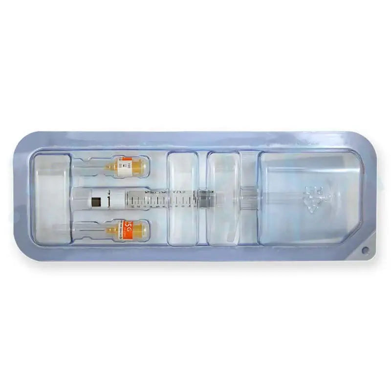 Revolax Sub-Q packaging with hyaluronic acid syringes for facial contouring by Nutrination.