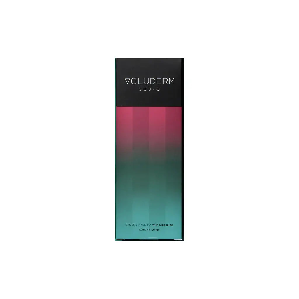 Voluderm SubQ packaging, high-density HA filler for deep facial volume, ideal for sculpting and contouring.