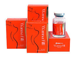 Wanna Fill H HA body filler packaging for non-surgical sculpting, featuring red boxes and vial by Nutrination.