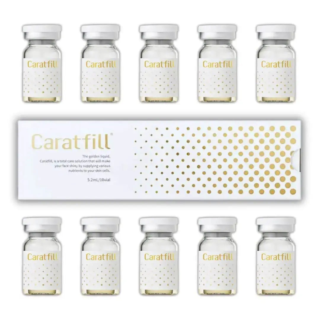 Caratfill Aurora Skin Booster vials, hydrating serum with HA for deep moisture and skin rejuvenation, 5.2 ML x 10 vials.