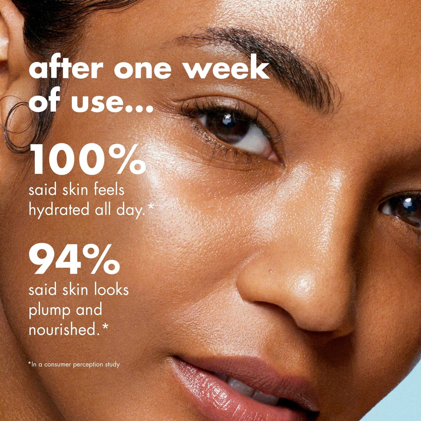 Close-up of hydrated skin demonstrating 100% satisfaction after using NutriNation e.l.f. Holy Hydration moisturizer.
