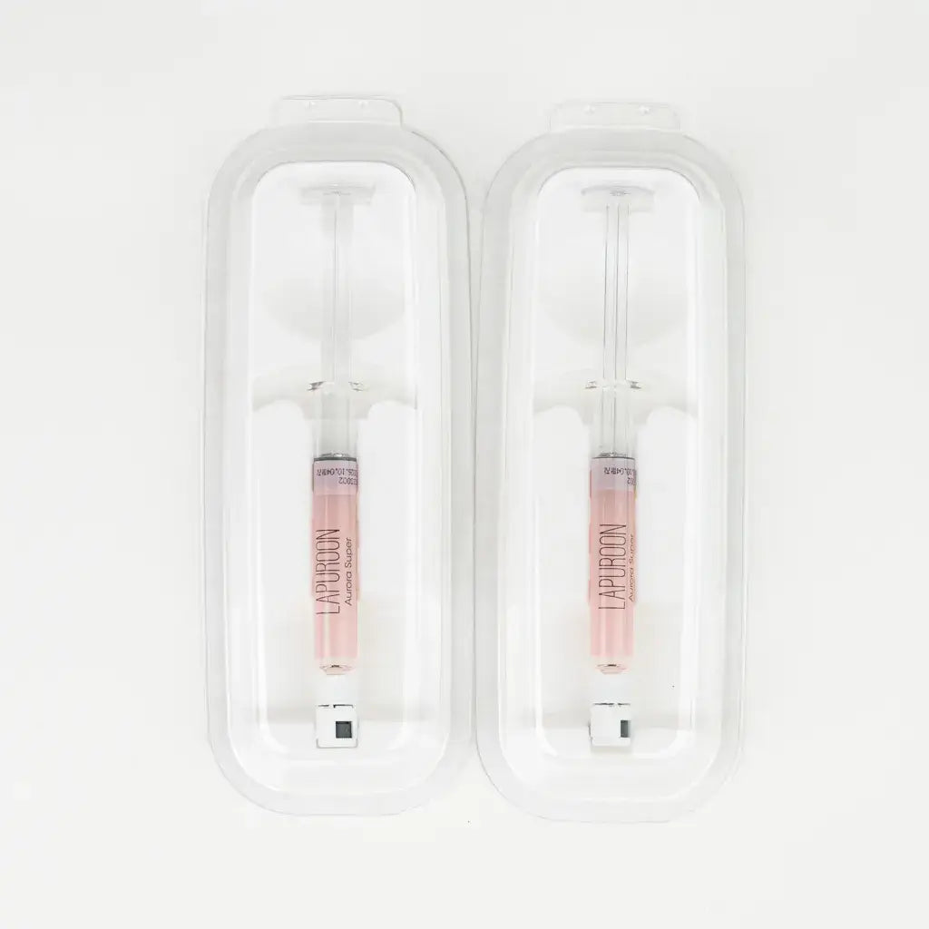 LAPUROON AURORA SUPER dual hyaluronic acid booster syringes for intensive volume and nutrination.