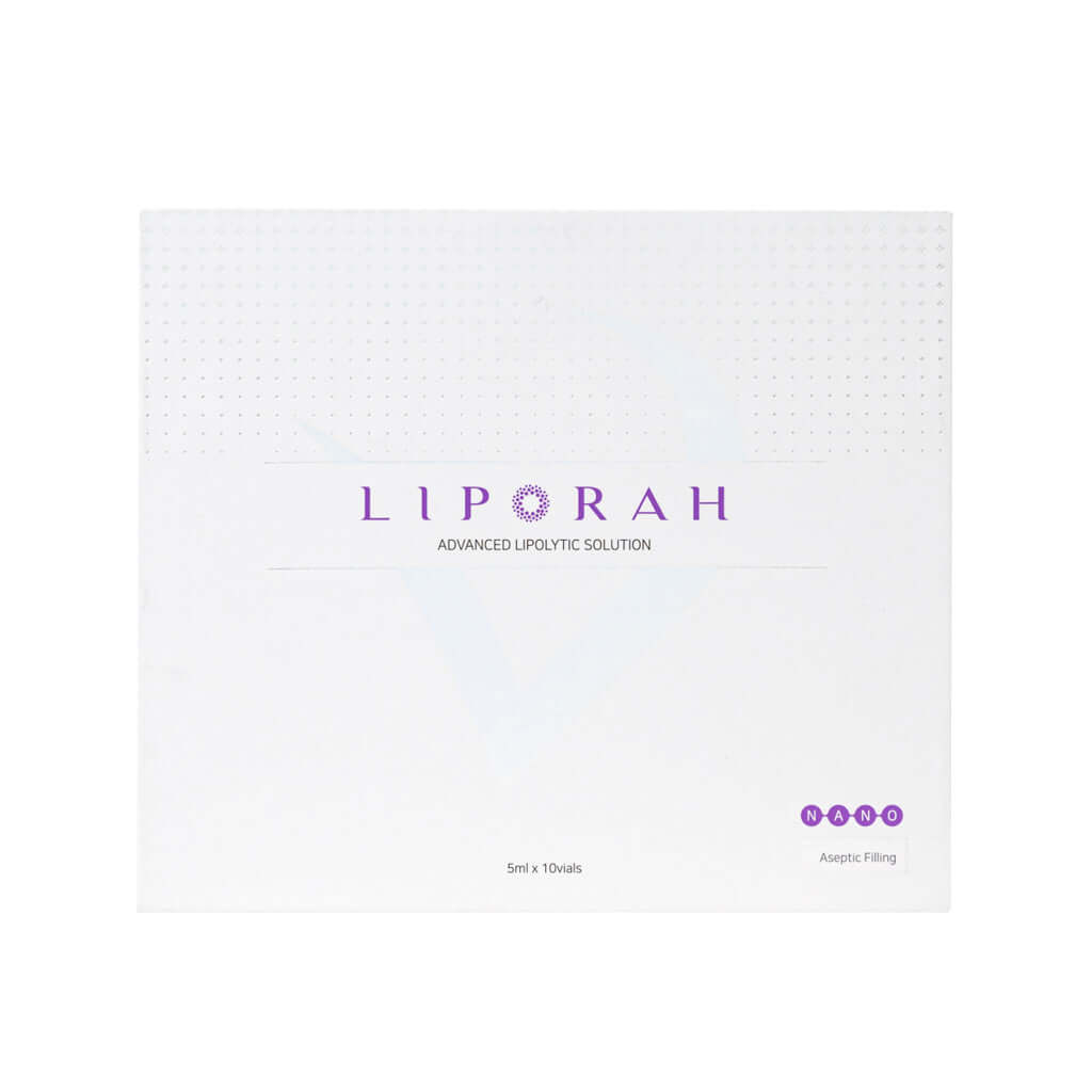 LIPORAH V advanced lipolytic solution packaging for facial contouring and skin renewal, 5ml x 10 vials.