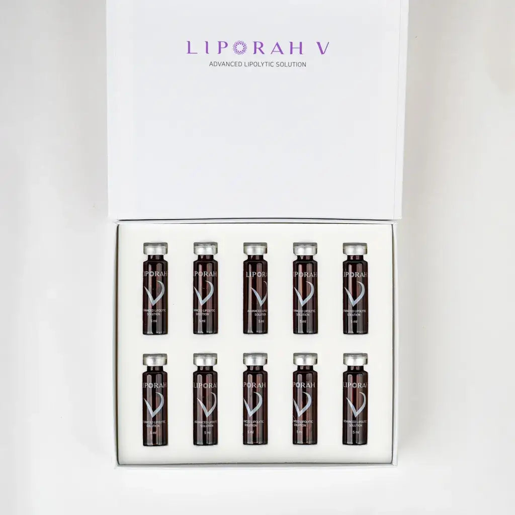 LIPORAH V facial sculpting solution in a box with 10 vials for skin renewal and contouring.