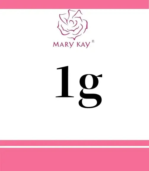 1 gram packaging from Mary Kay, showcasing product measurement in a sleek pink design.