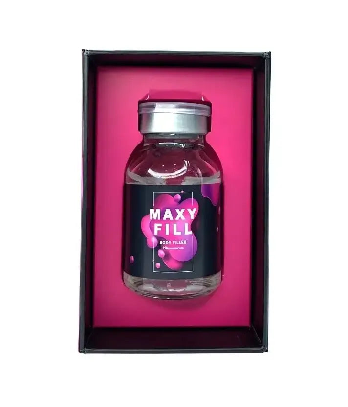 Maxy Fill 70cc body filler in packaging, designed for non-surgical volumizing of breasts and body.