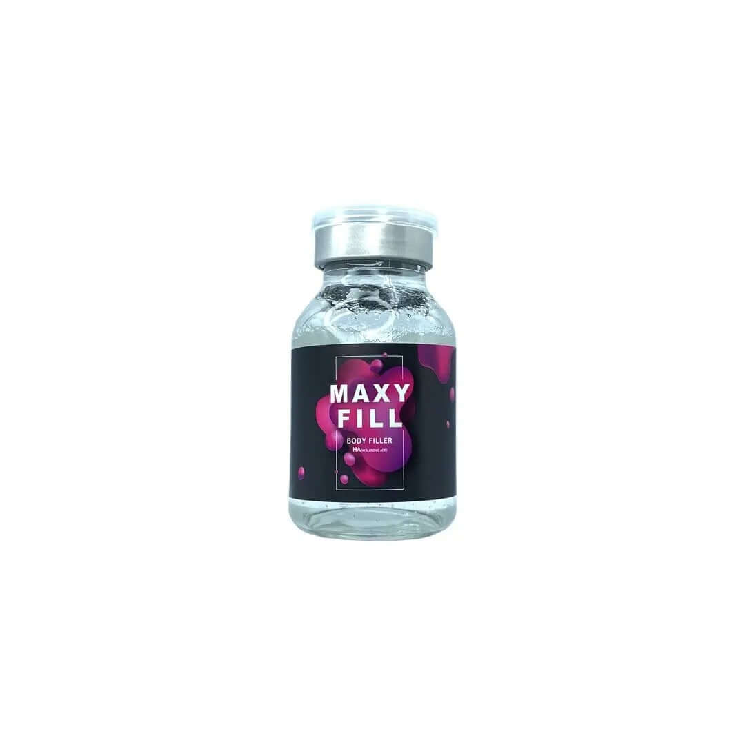 Maxy Fill 70cc body filler bottle for non-surgical body enhancement with high-efficiency HA gel by Nutrination.