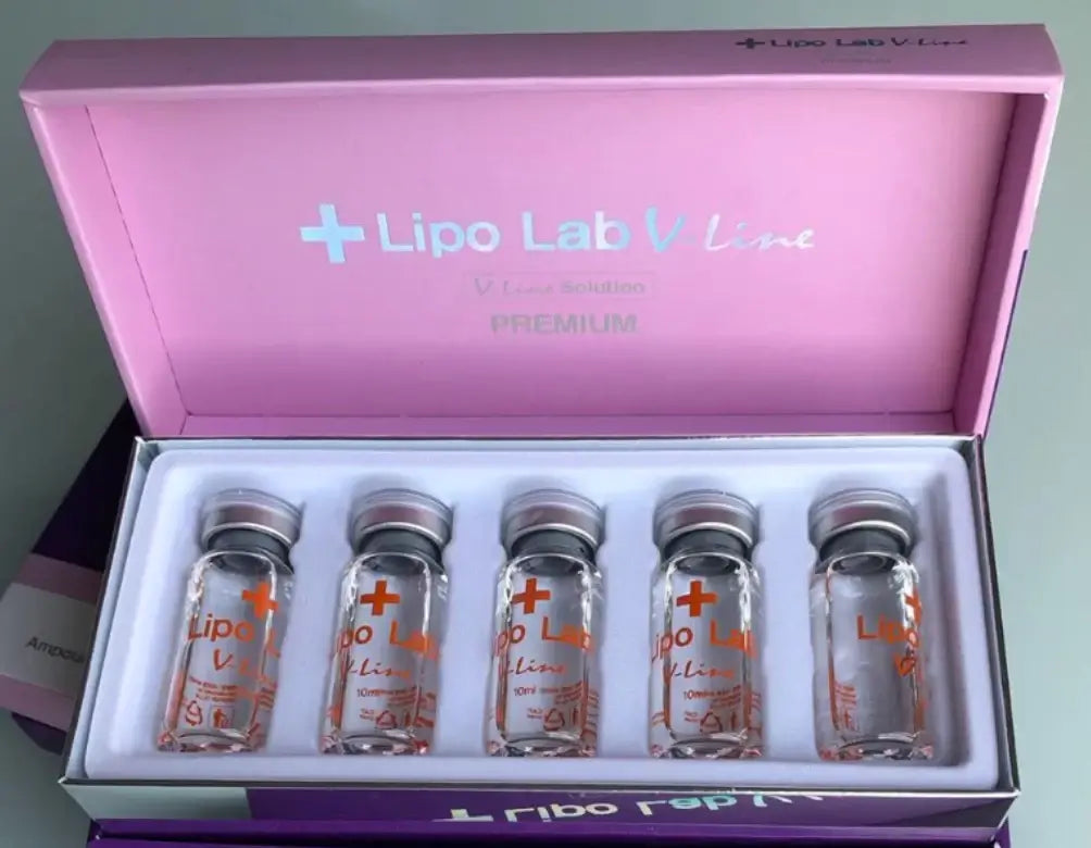 Lipo Lab V Line kit with 5 vials, designed for enhancing jawline definition and targeting double chin at Nutrination.