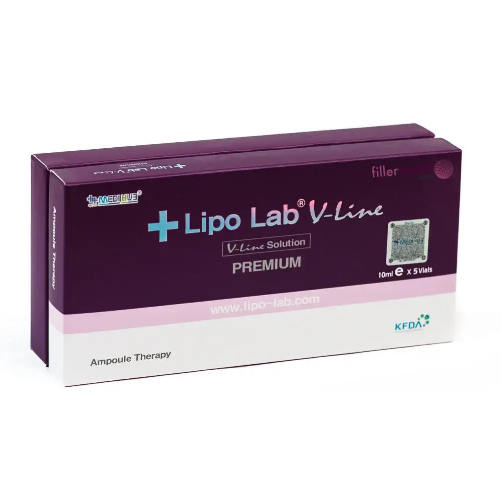 Lipo Lab V-Line solution packaging showcasing 10ml x 5 vials for enhanced jawline definition at Nutrination.