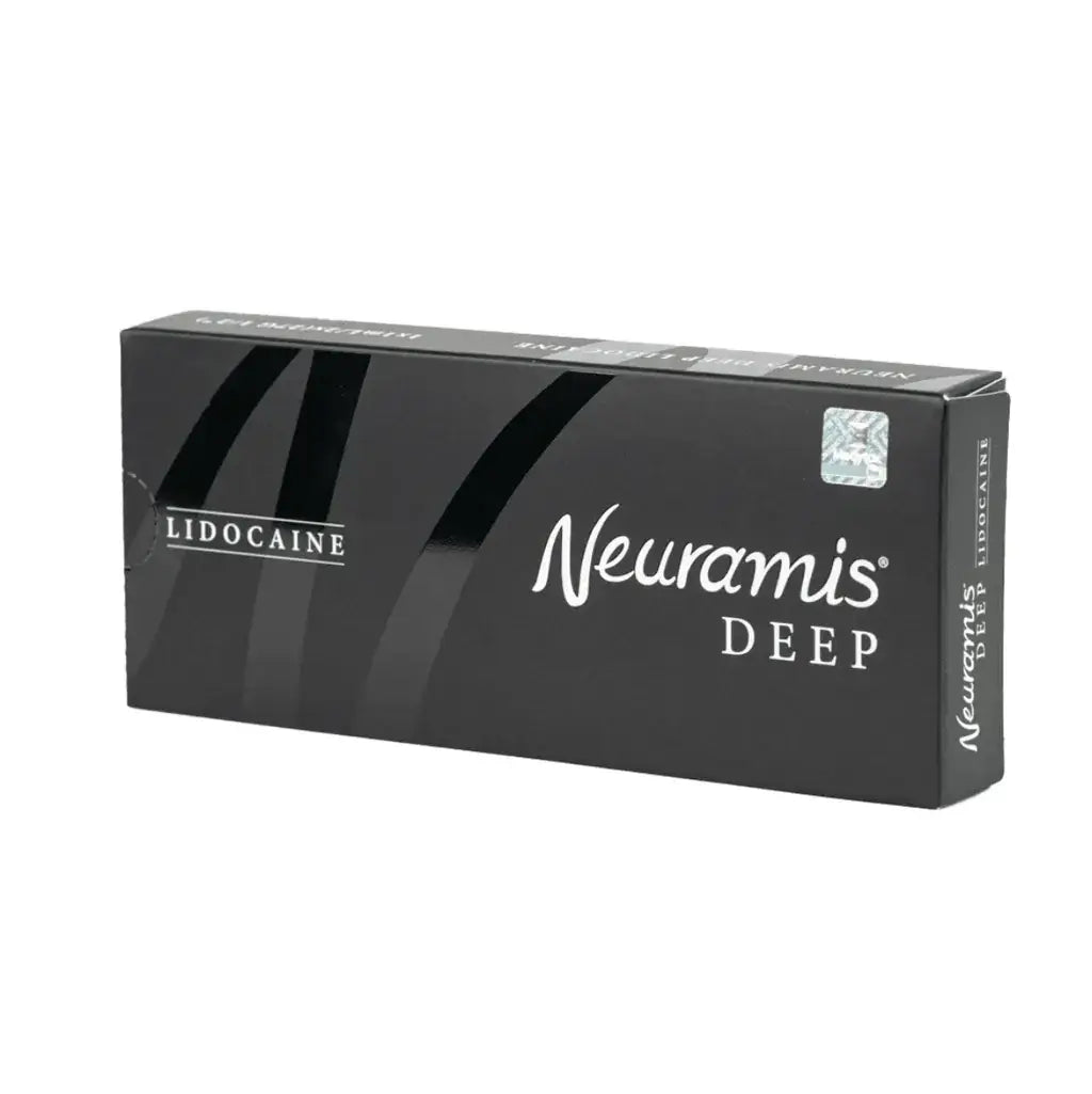 Neuramis Deep with Lidocaine box for effective wrinkle correction and mid-face volume enhancement.