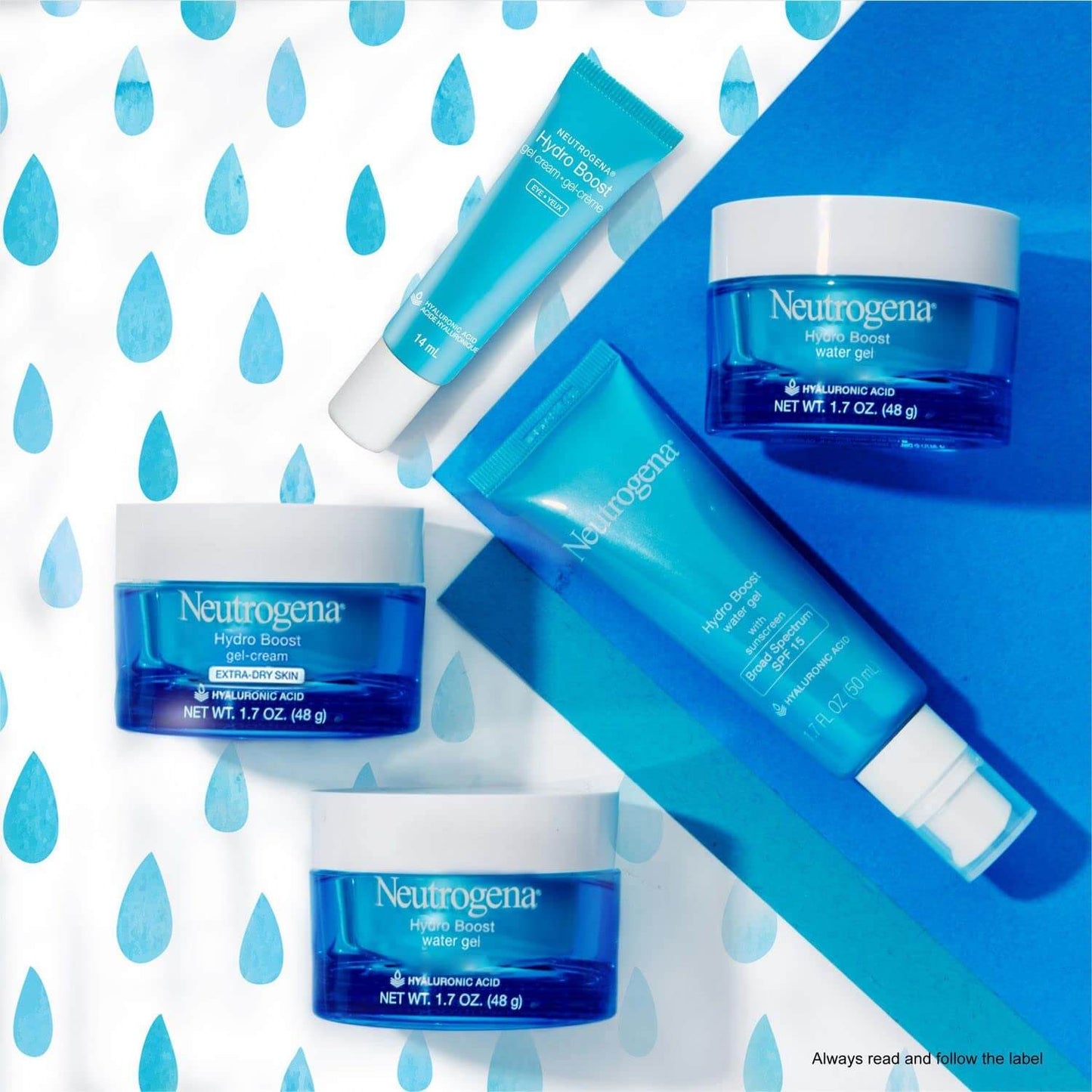 Neutrogena Hydro Boost gel cream and gel products with hyaluronic acid, perfect for intense hydration and skincare.