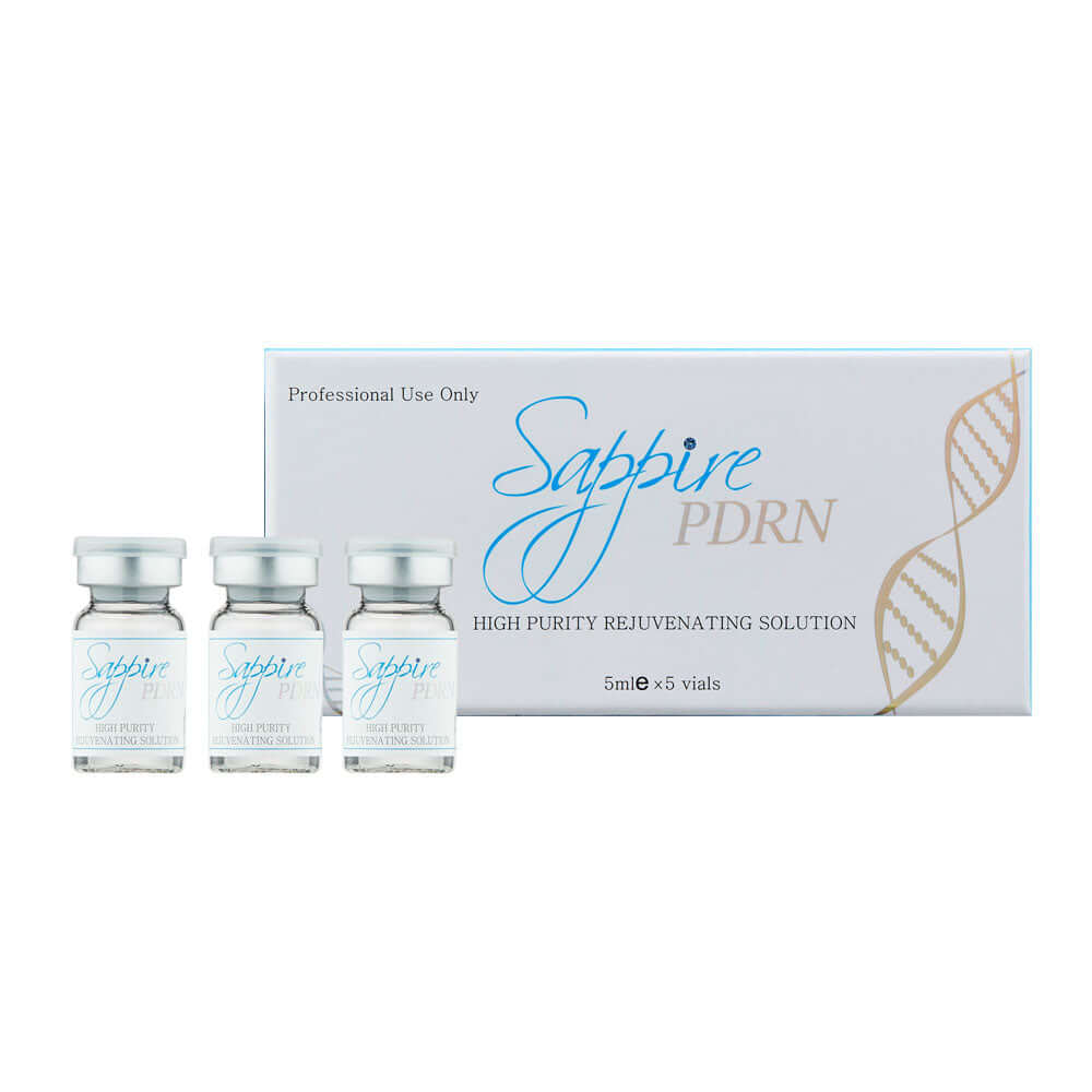 SAPPHIRE PDRN rejuvenation vials for intensive skin nourishment and regeneration, featuring 5ml x 5 vials for professional use.