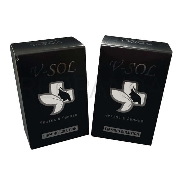 V Sol firming solution boxes from Nutrination for localized adipose reduction and skin enhancement.