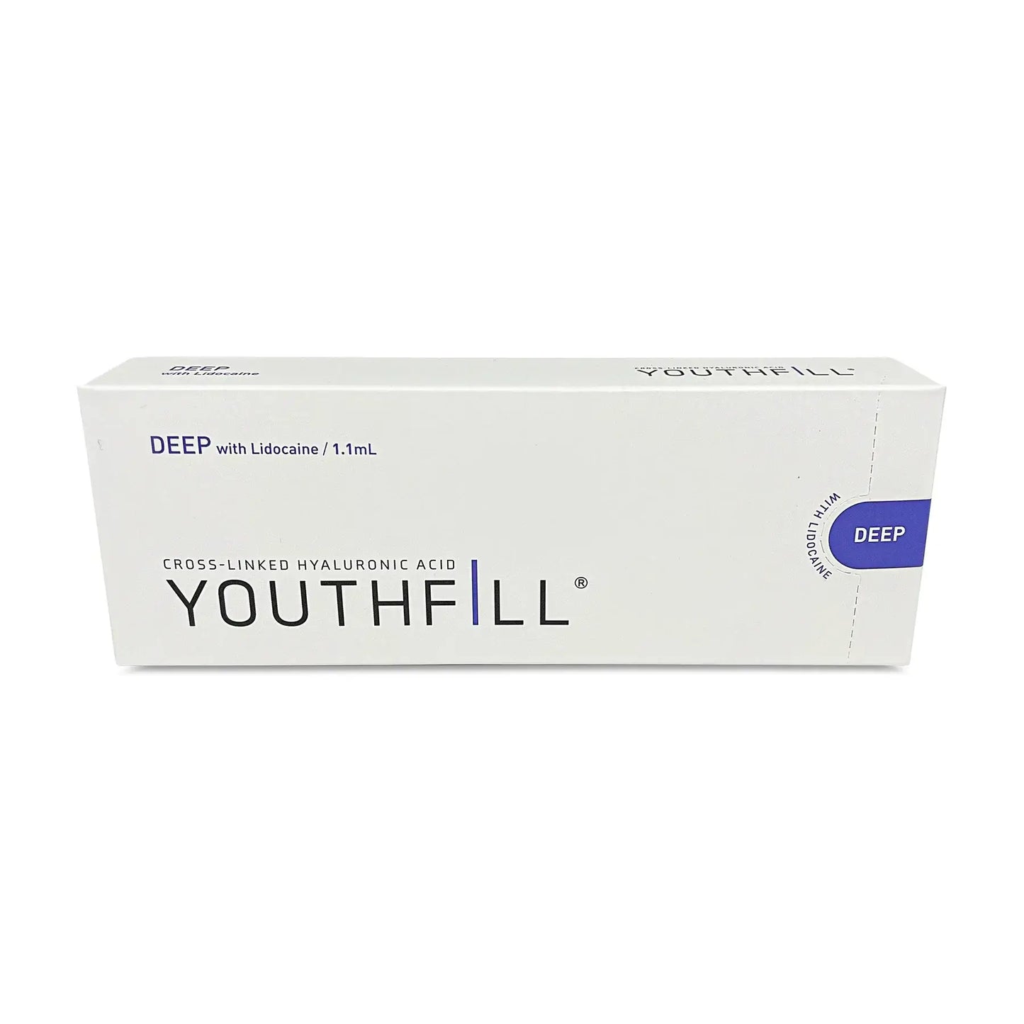 Youth Fill Deep hyaluronic acid filler by Nutrination, designed for wrinkle correction and mid-face lifting.