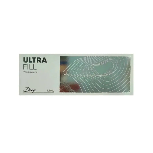 ULTRAFILL Deep Gel box for moderate to deep wrinkles, featuring intricate design and 1.1mL of hyaluronic acid gel.