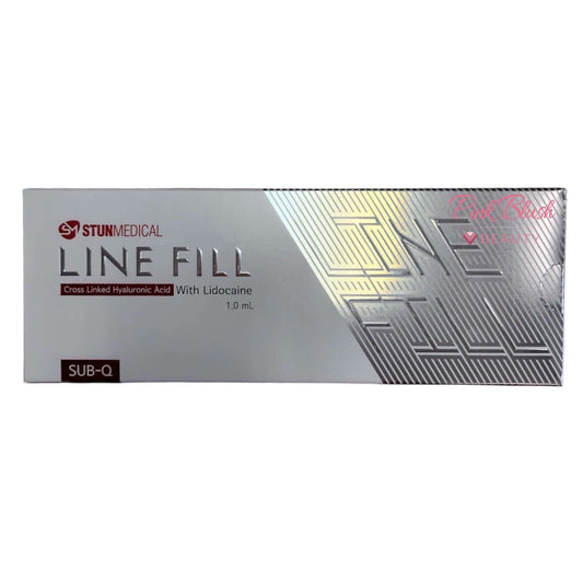 LINEFILL SubQ high-density gel for structural support, 1 mL, cross-linked hyaluronic acid with lidocaine.