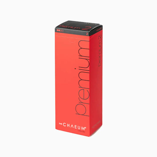 CHAEUM PREMIUM No.2 packaging, a filler for wrinkles and volume loss, emphasizing effective nutrination.