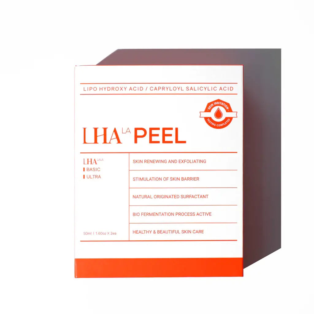 LHALA PEEL Set packaging featuring skin rejuvenating ingredients for effective exfoliation and renewal.