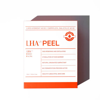 LHALA PEEL Set packaging featuring skin rejuvenating ingredients for effective exfoliation and renewal.