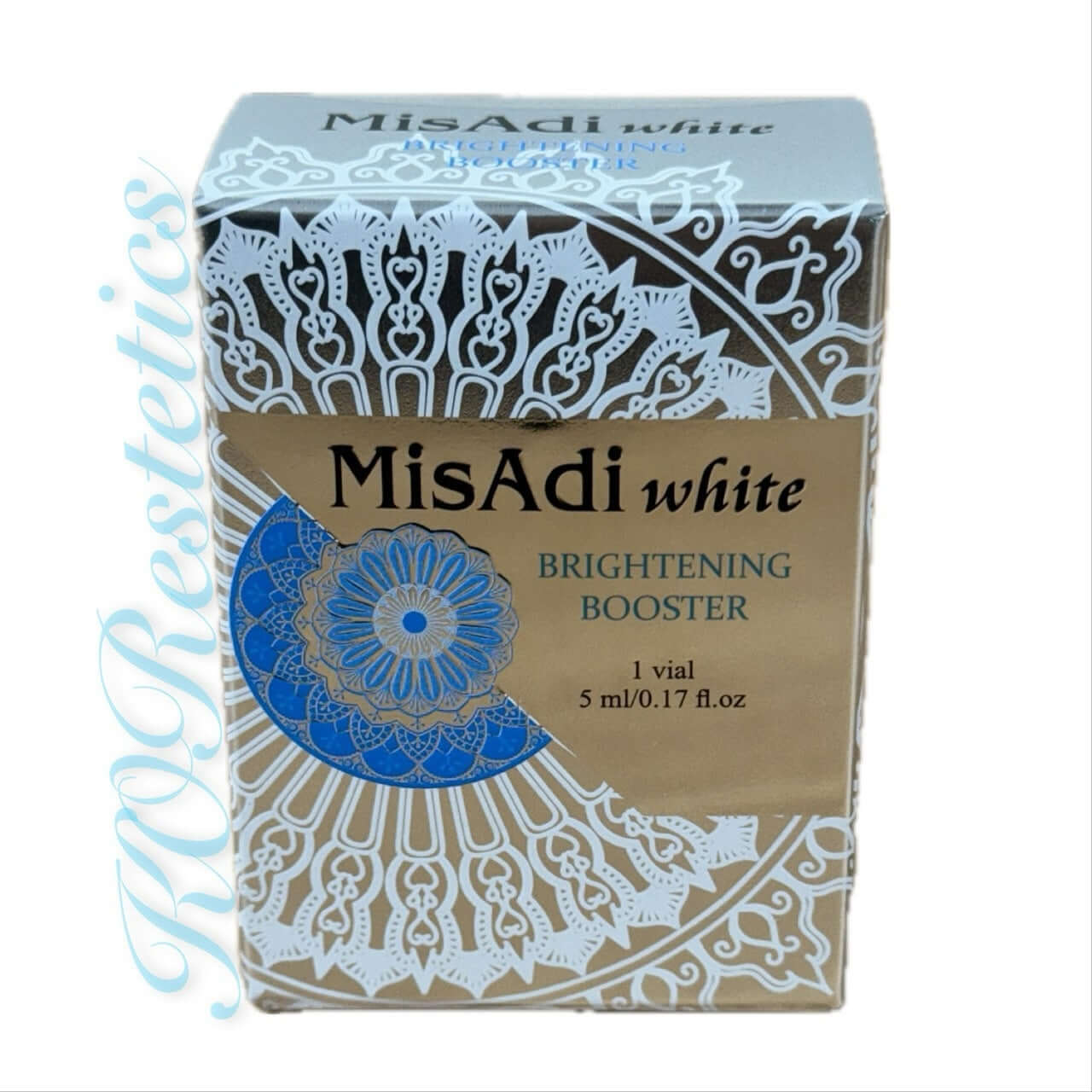 MisAdi White Brightening Skin Booster, 5ml vial, enriched with peptides, vitamins, and antioxidants for even skin tone.