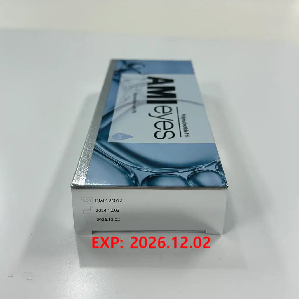 AMI Eyes packaging for premium under-eye rejuvenation, featuring PDRN for reducing dark circles and puffiness.