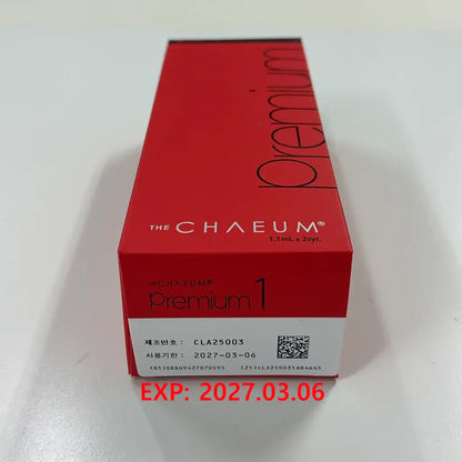 CHAEUM PREMIUM No.1 packaging for superficial line corrector with expiry date 2027-03-06, featuring Nutrination formula.
