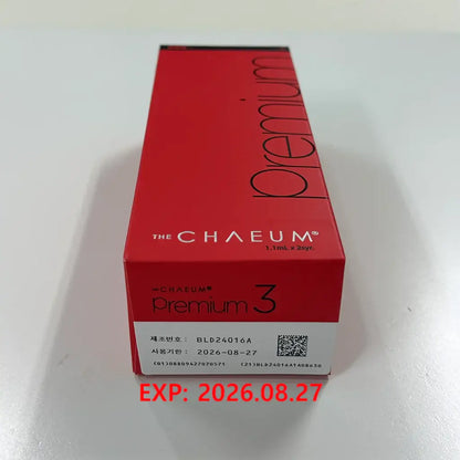 CHAEUM PREMIUM No.3 deep tissue filler product box, enhancing facial structure and volumizing with HA.