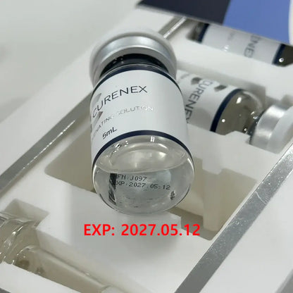 CureNex skin booster vial in packaging, featuring PDRN and peptides for deep hydration and skin revitalization.