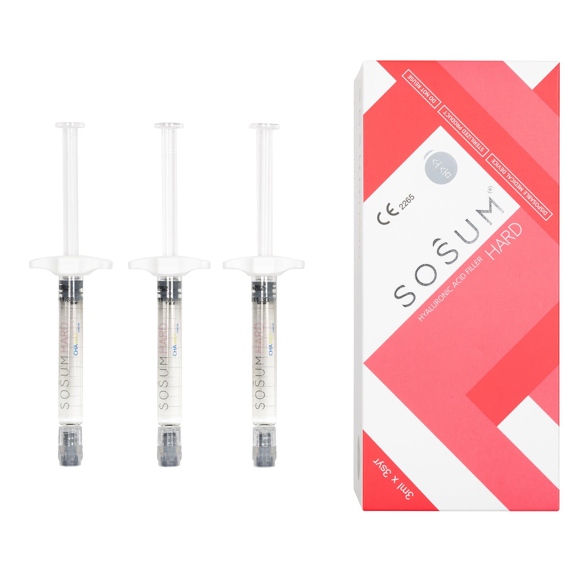 SOSUM Hard gel package with three 3ml syringes, ideal for structural sculpting and nutrination treatments.