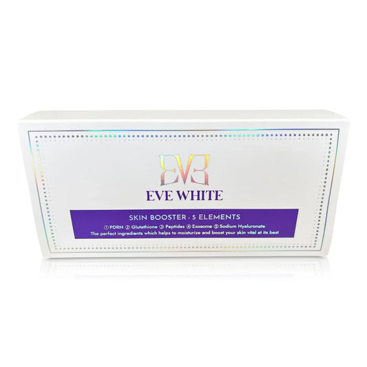 EVE WHITE Skin Booster 5 Elements packaging, featuring hydration and luminosity benefits for even skin tone.