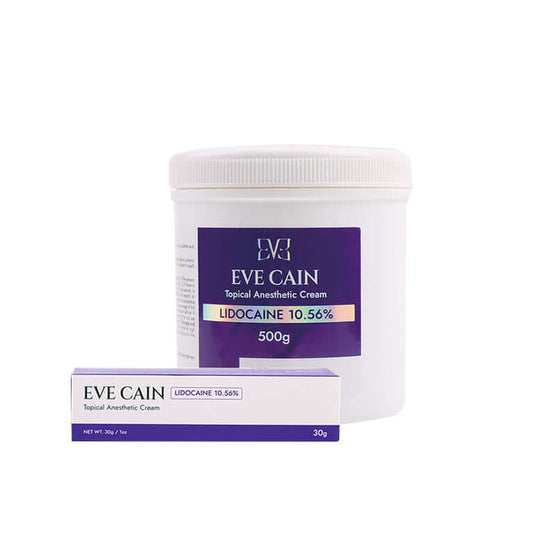 Eve Cain 30g and 500g topical anesthetic cream by Nutrination for effective numbing during treatments.