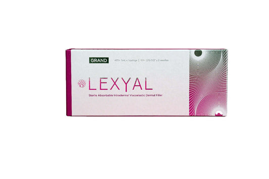 LEXYAL GRAND high-cohesive volume gel box for body contouring with cross-linked hyaluronic acid.