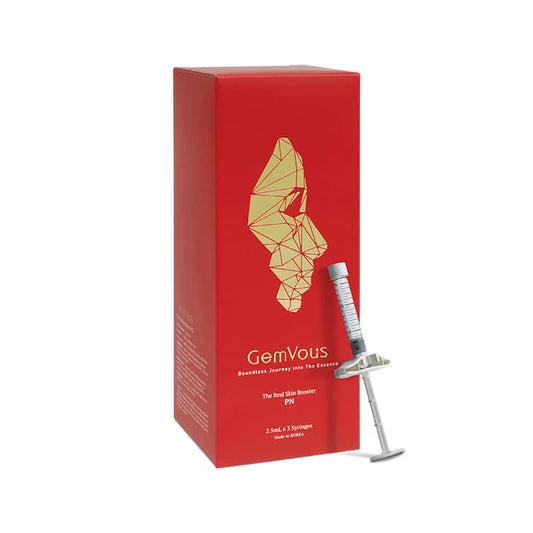 GemVous PN 2.5ml x 3 skin booster packaging with syringe for skin revitalization and nutrination.